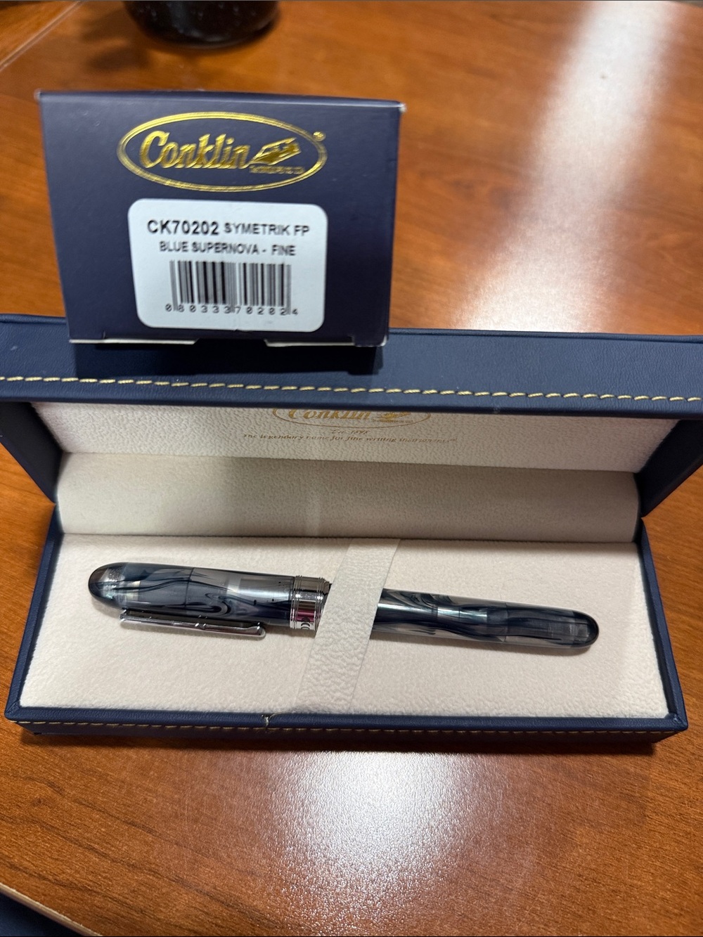 Conklin Symetrik Fountain Pen - Blue Supernova (Fine nib)
